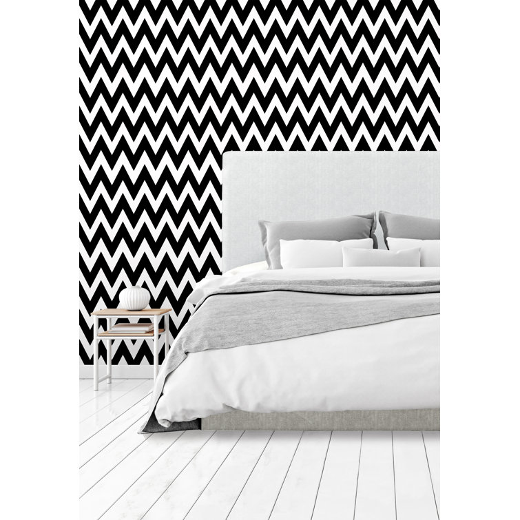 Ebern Designs Brandusa Zig Zag Smooth Peel and Stick Wallpaper Panel